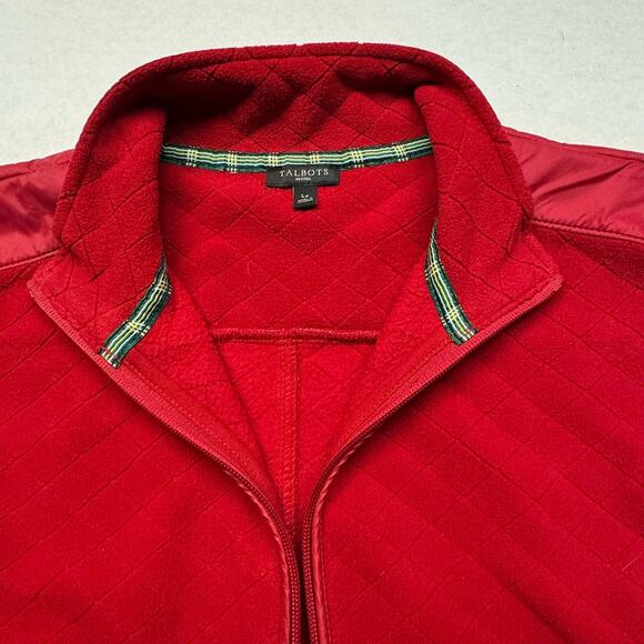 Talbots Zip-Up Textured Fleece Warm Cozy Winter Holiday Jacket Women Lp Red - Picture 6 of 7